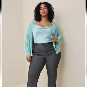 Torrid Sweater Cardigan Pointelle Blue Knit Ballon Sleeve Women's Plus Size 2